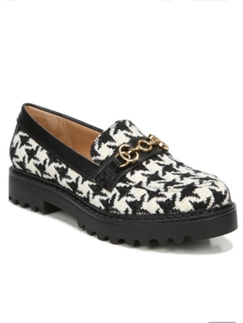 {5.5} Sam Edelman Circus Deana Black White Houndstooth Lug Sole Loafers